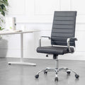 LANDSUN Home Office Chair Ribbed Leather High Back Executive Swivel Computer Desk Chairs with Wheels and Armrests Soft Padded Ad