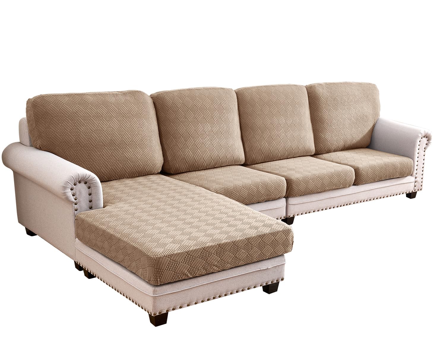 Deep Dream Sectional Couch Covers 8 Pieces, Stretch Couch Cushion Covers, L Shaped Washable Sofa Covers for Left/Right Sectional