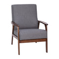 Flash Furniture Langston Commercial Mid Century Modern Chair - Gray Faux Linen Upholstery - Walnut Finish Wooden Frame and Arms 