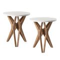 LONYKE Pedestal Farmhouse End Table Set of 2, Distressed Top with Tripod Base Bedside Table for Living Room, Modern, Boho Decor,
