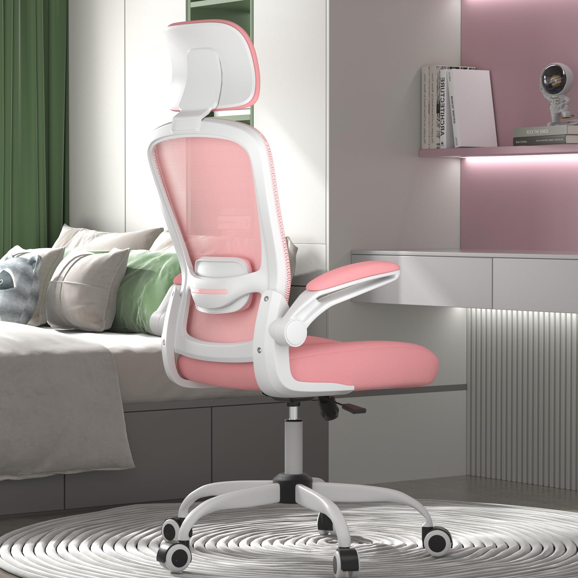 Mimoglad Office Chair, High Back Ergonomic Desk Chair with Adjustable Lumbar Support and Headrest, Swivel Task Chair with flip-u