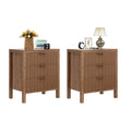 MJADUE Fluted Nightstands Set of 2, Wooden Farmhouse Night Stands with 6 Drawer Bedside Table - Boho Tall End Table Accent Table