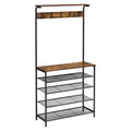 VASAGLE Hall Tree with Shoe Bench, Coat Rack Shoe Bench, 5-Tier Shoe Rack Different Heights, 5 Dual Hooks, Top Shelf, Entryway O