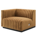 Modway Conjure Modern Channel Tufted Velvet Left-Arm Chair in Cognac Brown