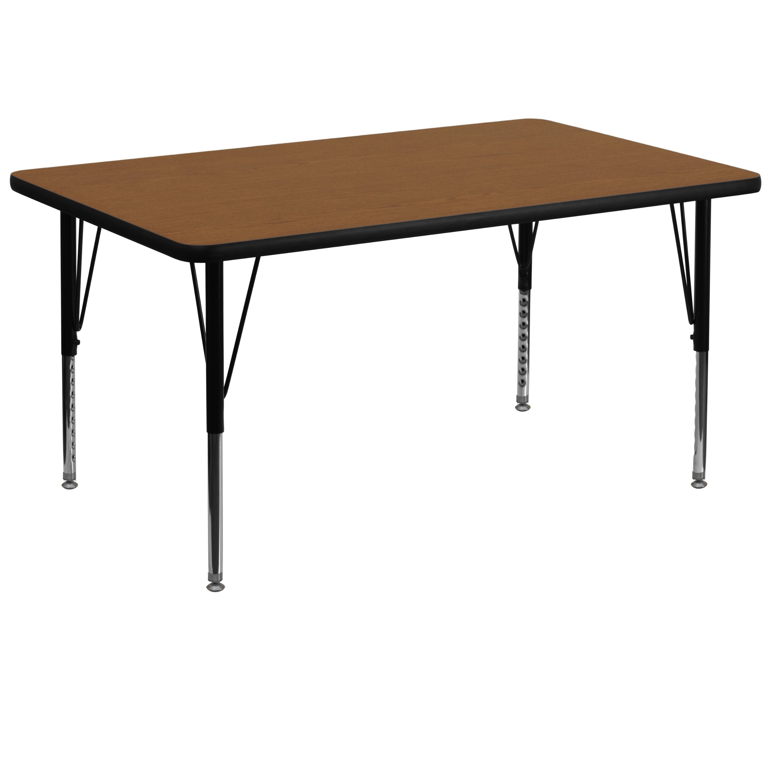 Flash Furniture Wren 36W x 72L Rectangular Oak HP Laminate Activity Table - Height Adjustable Short Legs