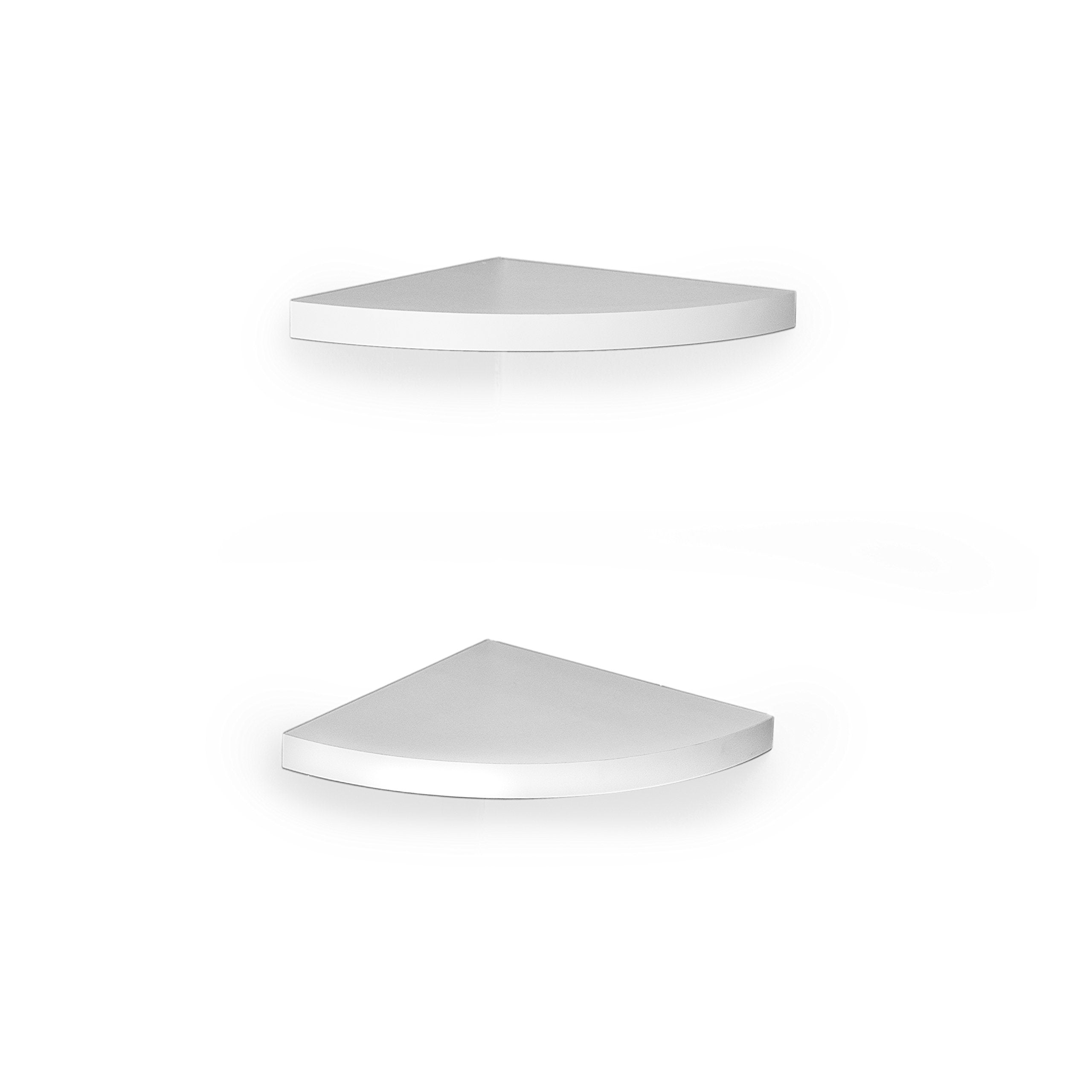 DanyaB White Veneer Corner Shelves, Set of Two Radial Shelf
