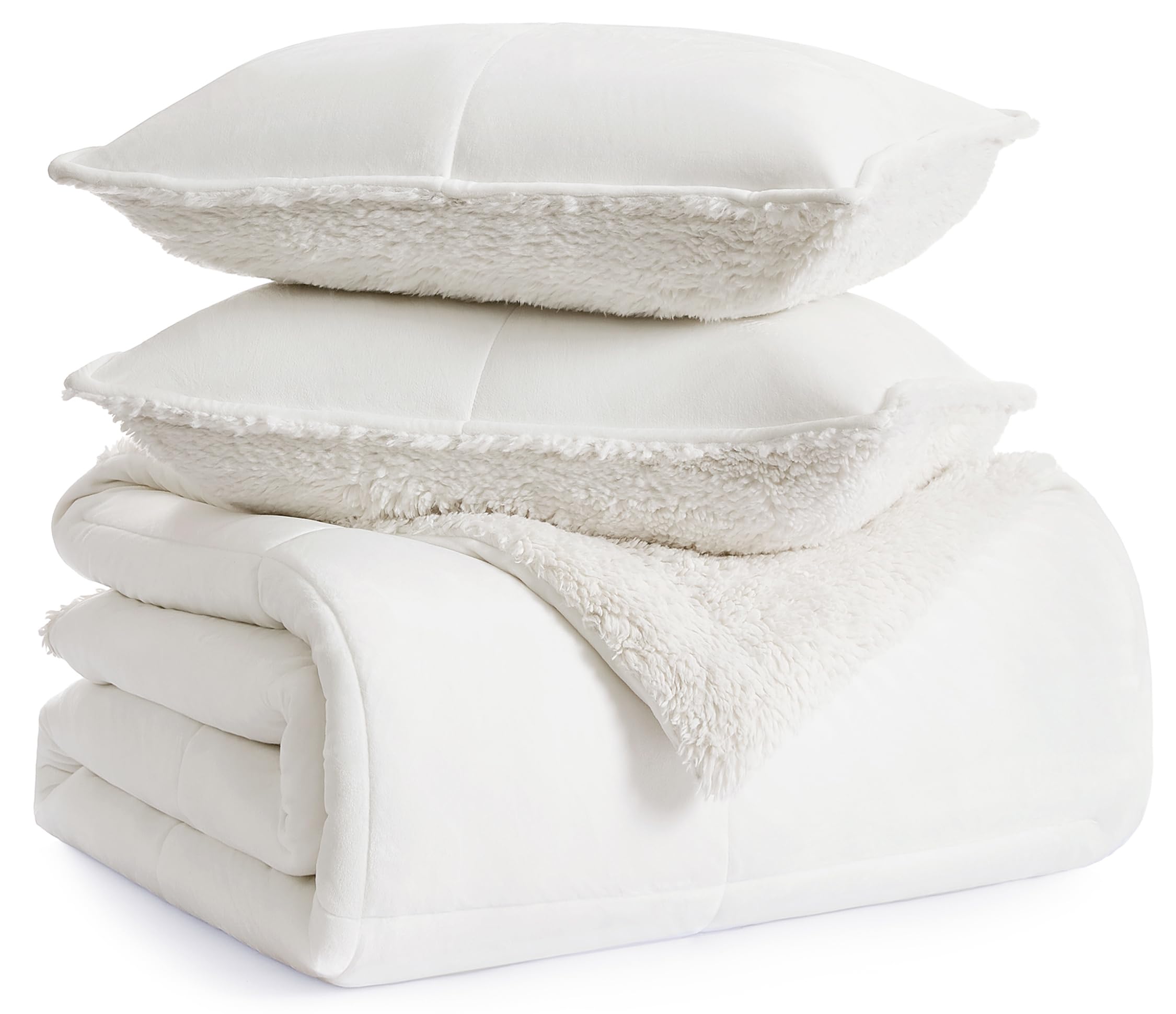 UGG 10265 Blissful Full-Queen Comforter Set Reversible Silky Soft Cozy Plush Sherpa Comforter and Pillow Shams Machine Washable 