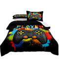 lris Bedding Gaming Comforter Set Full Size for Boys Kids Game Room Decor Video Game Gamer Comforter Teens Bedroom Gamepad Beddi