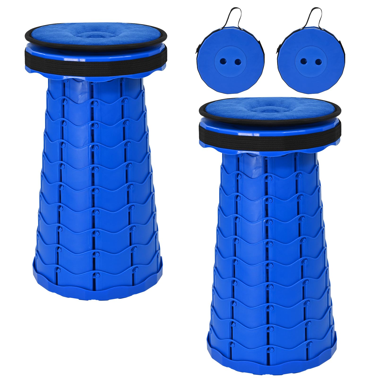 FXKS 2 Pack Upgraded Collapsible Stools Folding Stool with Cushion,Retractable Folding Stool Max Load Capacity 400lbs, Portable 