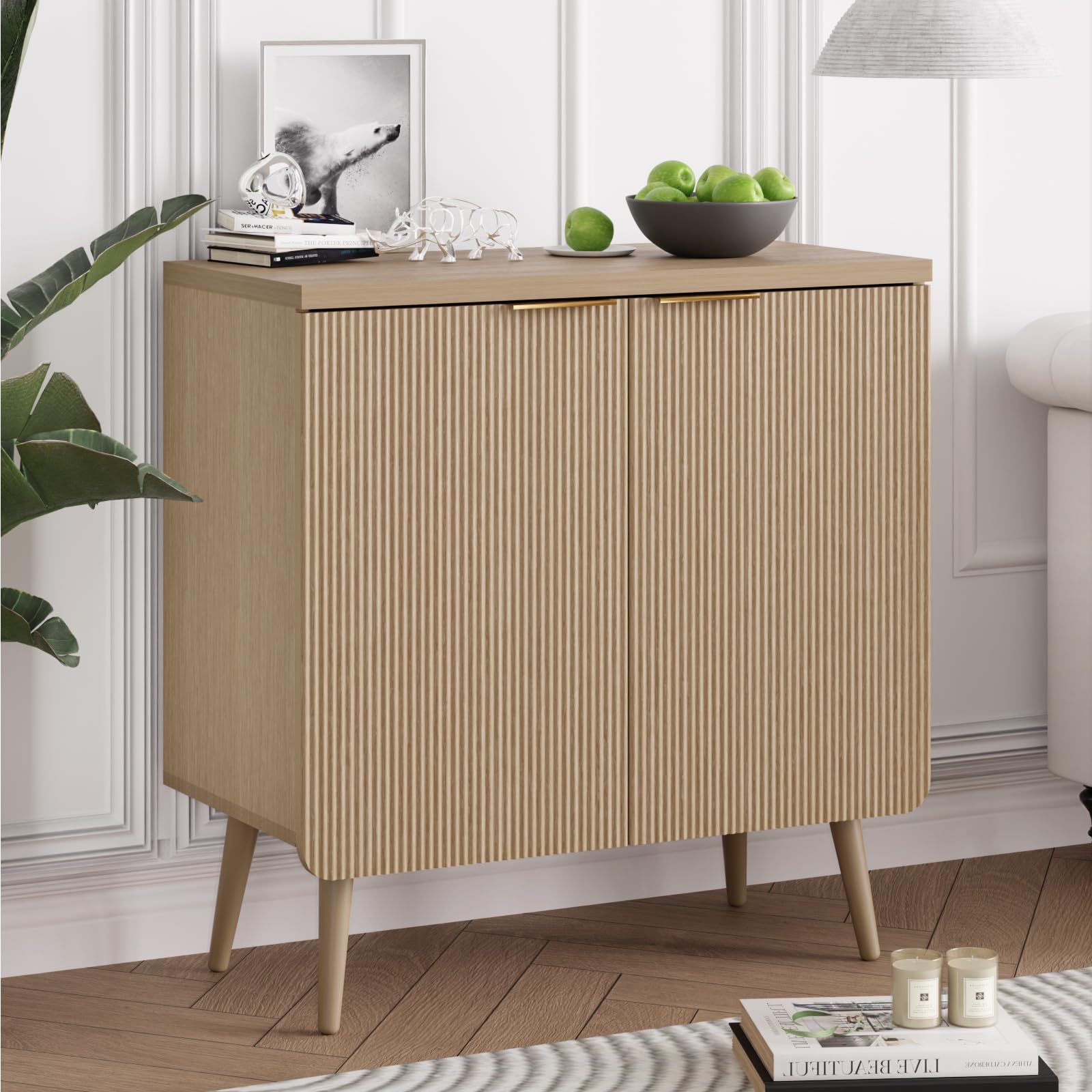 FONTOI Buffet Cabinet with Storage, Multifunctional Storage Cabinet with 2 Doors, Sideboard Buffet Credenzas for Living Room, En