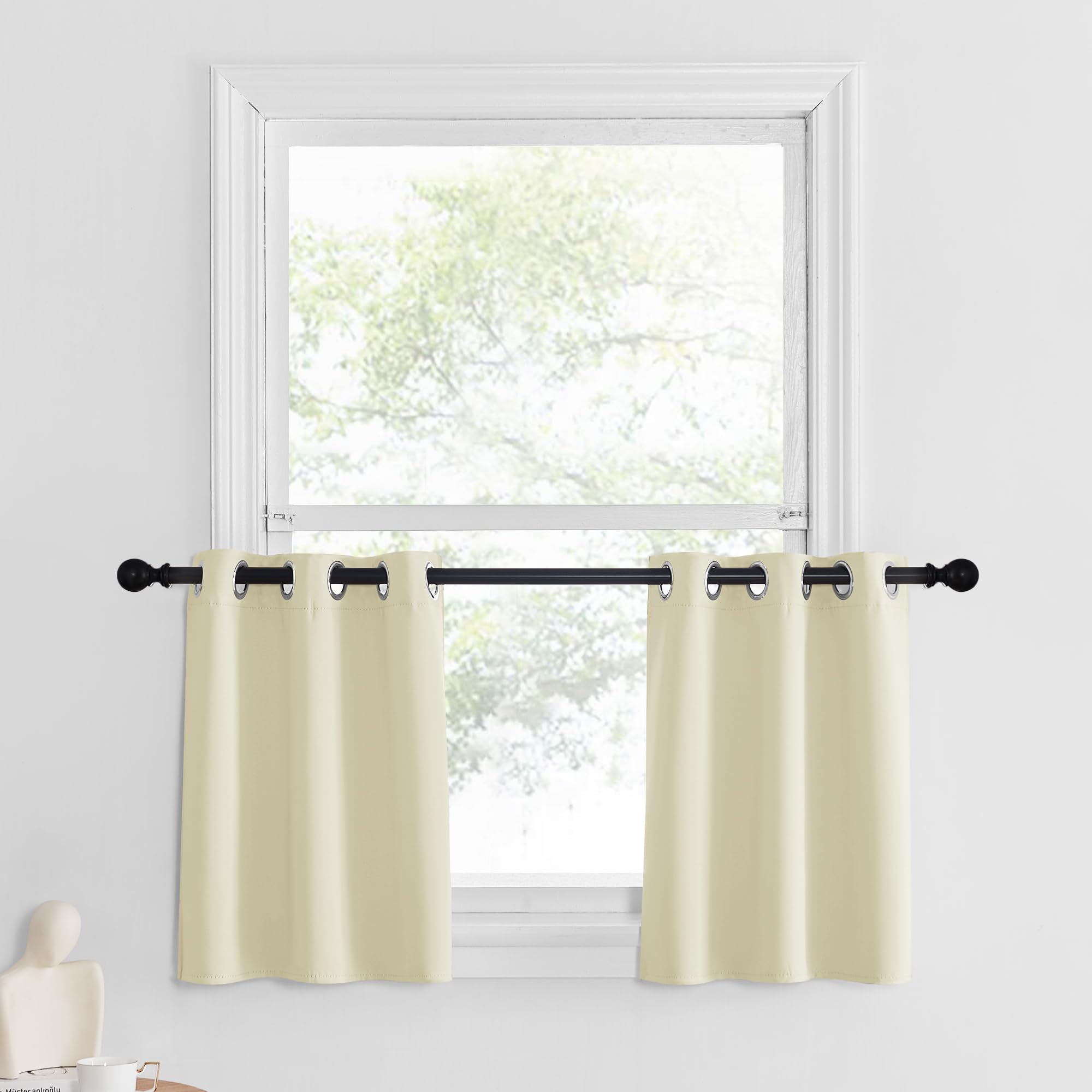NICETOWN Bedroom Half Window Curtain Valances Home Decor, Farmhouse Country Blackout Valances Eyelet Top Curtains for Living Roo