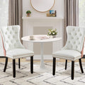 SoarTalent 3-Pieces 31.5 Round Dining Table Set for 2, White Dining Table & PU & Velvet Upholstered Dining Chairs Set of 2 for K