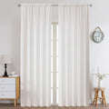 Chyhomenyc Natural Curtains 108 Inch Length 2 Panels Set, Faux Linen Textured Light Filtering Soft Airy Farmhouse Curtain Drapes
