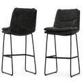 SIMPLIHOME Danika Mid Century Modern Bar Stool (Set of 2) in Distressed Charcoal Grey Vegan Faux Leather for The Dining Room and