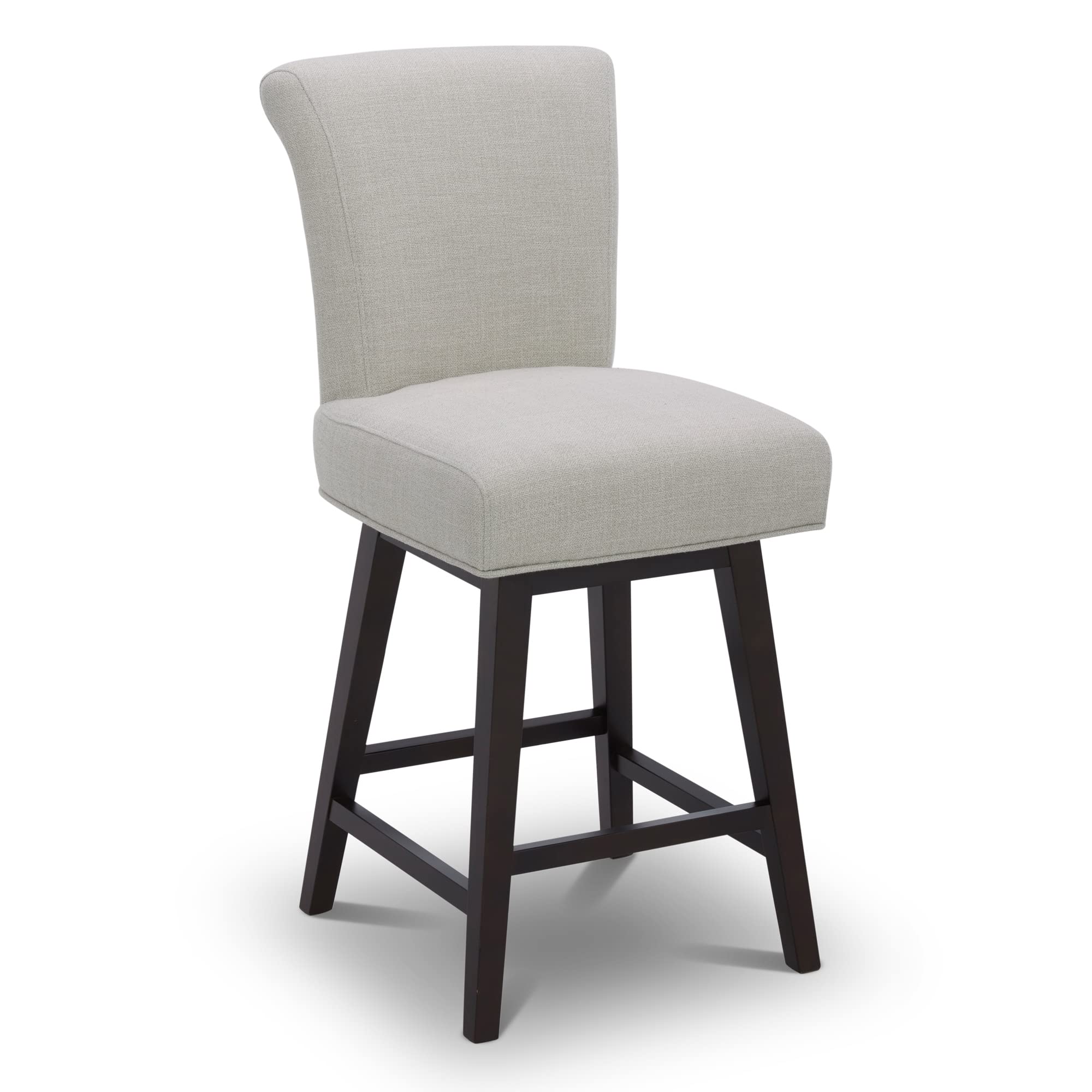 CHITA 26 Inch Counter Height Swivel Bar Stool, FSC Certified Modern Fabric Swivel Barstool Chair with Back, Linen