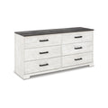 Signature Design by Ashley Shawburn Modern Farmhouse 6 Drawer Dresser, Two Tone White & Dark Gray