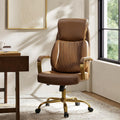 HULALA Home Executive Office Chair, Adjustable Airbag Lumbar Support, Modern Leather Ergonomic Office Chair with Padded Armrests