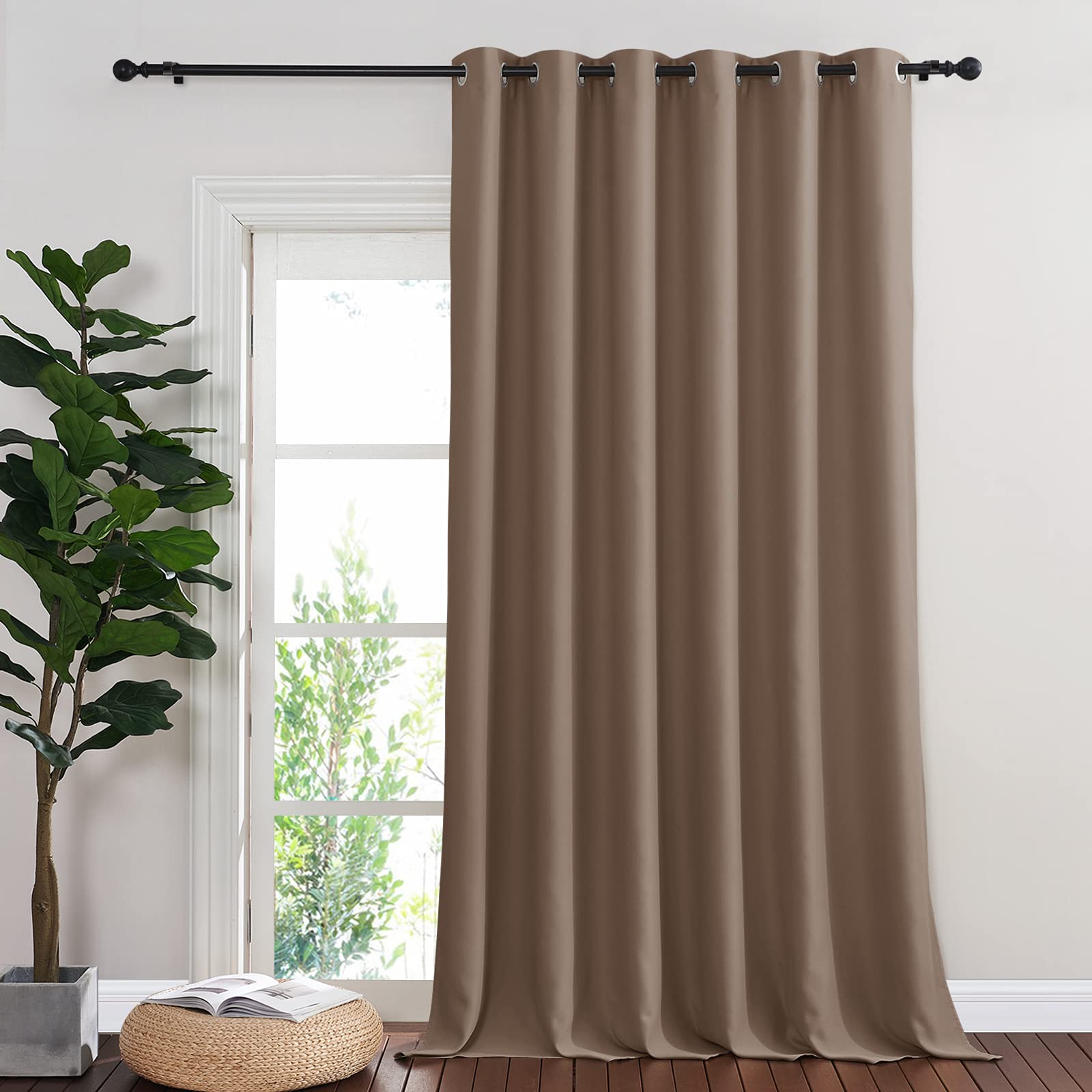 NICETOWN Blackout Curtain for Patio Door, Grommet Top Sliding Door Panel Thermal Insulated Bedroom Blackout Curtain for Villa/Ha