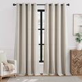 jinchan Blackout Curtains for Living Room 96 Inch Long, Linen Textured Black Out Curtains 2 Panels With Grommet for Bedroom Wind