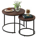 aboxoo Coffee Table Nesting Side Round Set of 2 End Table Top Sturdy Metal Frame Desk Centerpiece Living Room Bedroom Apartment 