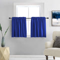 DONREN Classic Blue Blackout Tier Curtain Panels for Small Window - Thermal Insulated Room Darkening Rod Pocket Valance Curtains