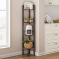 Tajsoon Tall Corner Book Shelf 4 Tier 53 Industrial Corner Ladder Shelves, Multipurpose Corner Standing Shelf with Metal Frame, 