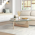 Rimdoc Noguchi Table Triangle Glass Coffee Table Vintage Glass End Table, Solid Wood Base & Triangle Clear Glass Top Modern End 