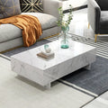 COSVALVE 41 Marble White Cool Coffee Table for Living Room,Rectangular Glossy Smart Contemporary Center Table for Waiting Area,W