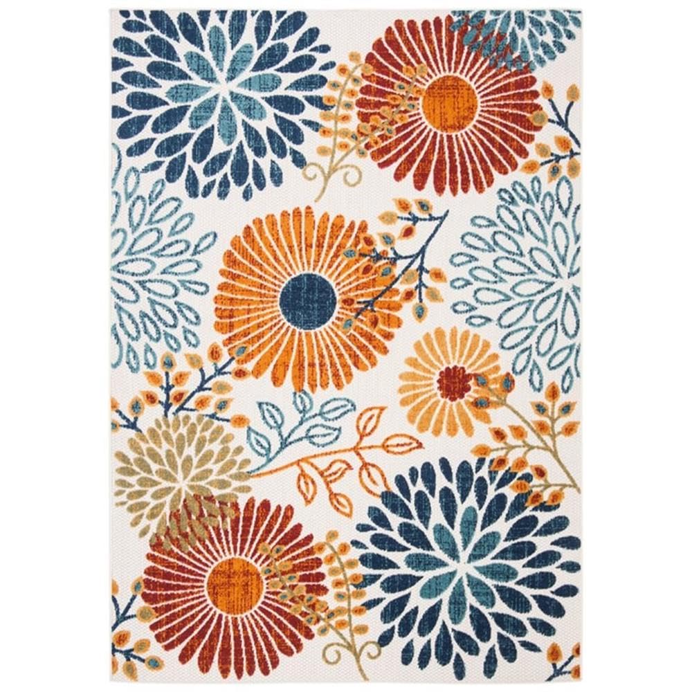 SAFAVIEH Cabana Collection Area Rug - 8 x 10, Creme & Red, Floral Design, Non-Shedding & Easy Care, Indoor/Outdoor & Washable-