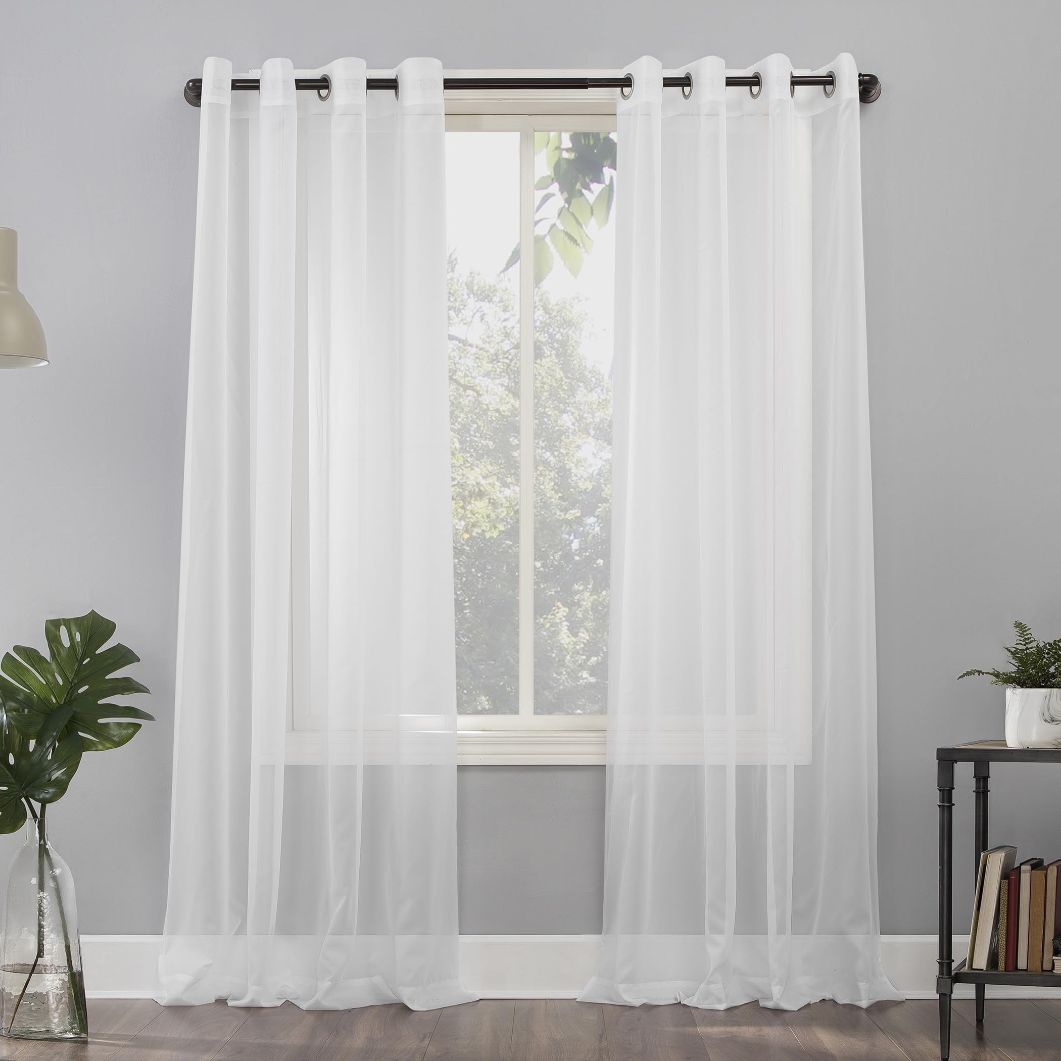 No. 918 Emily Sheer Voile Grommet Curtain Panel, 59 x 95, White