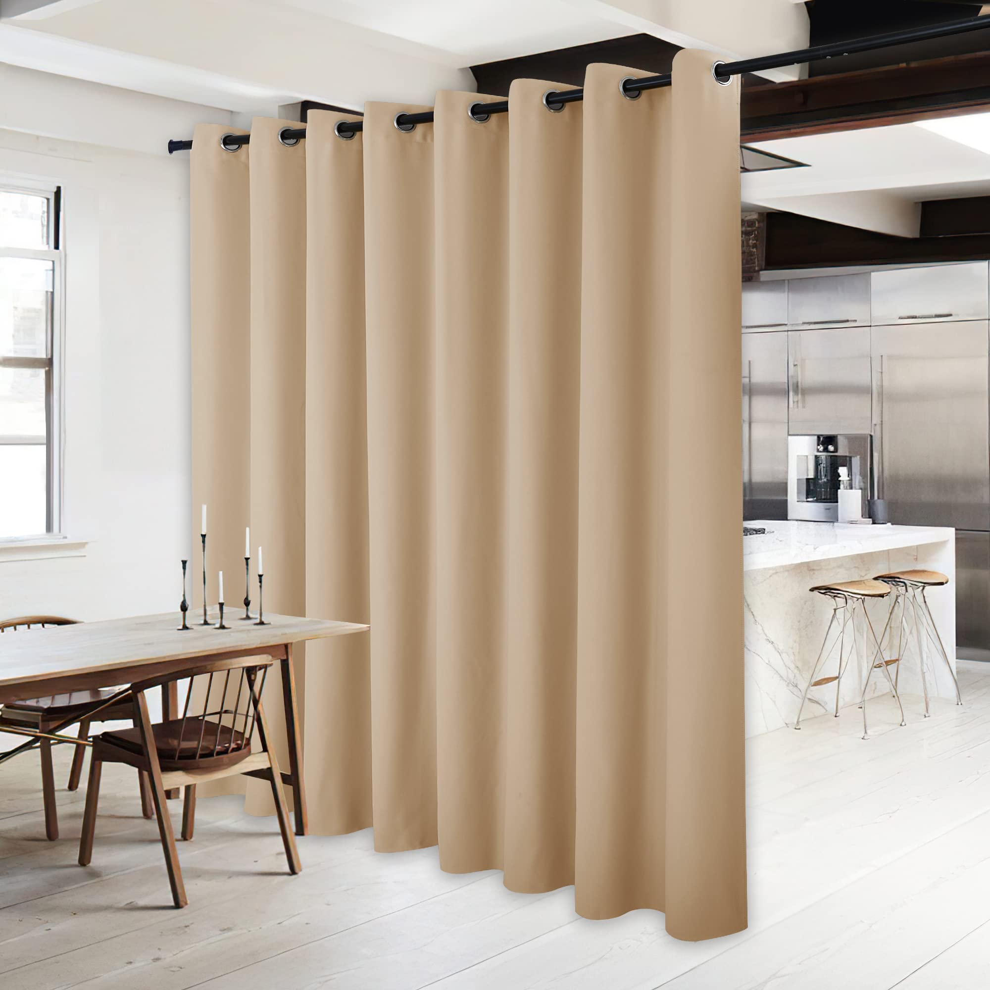 NICETOWN Thick Blackout Curtain and Drape - (120 x 84, Biscotti Beige, 1 Panel) Thermal Insulated Grommet Top Window Drapery for