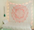 raajsee Glittering Rose Gold Pink Tapestry Wall Hanging Mandala-Bohemian Room Decor-Indian Cotton Throw Hippie Tapestries -Boho 