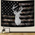 GOAOK Western Tapestry, Black White American Flag Tapestry, Country Deer Hunting Camo Tapestry for Men Guys Room Decor, Tapestri