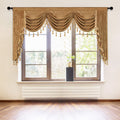 ELKCA Thick Chenille Window Curtains Valance for Living Room Bronze Waterfall Valance for Bedroom,1 Panel (Bronze, W79)