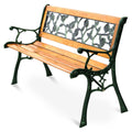 Giantex 50 Patio Park Garden Bench, Outdoor Furniture Rose Cast Iron Hardwood Frame Porch Loveseat for 2 Person Outdoor Cleara