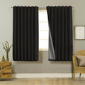 Joydeco 100% Blackout Curtains 63 inches Long Natural Linen Drapes 2 Panels Set Burg for Bedroom Living Room Black Out Darkening