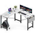 50 Inches L Shaped Home Office Computer Desk Reversible Corner Table PC with Wood Tabletop Metal Frame CPU Stand Side Bag for Ga