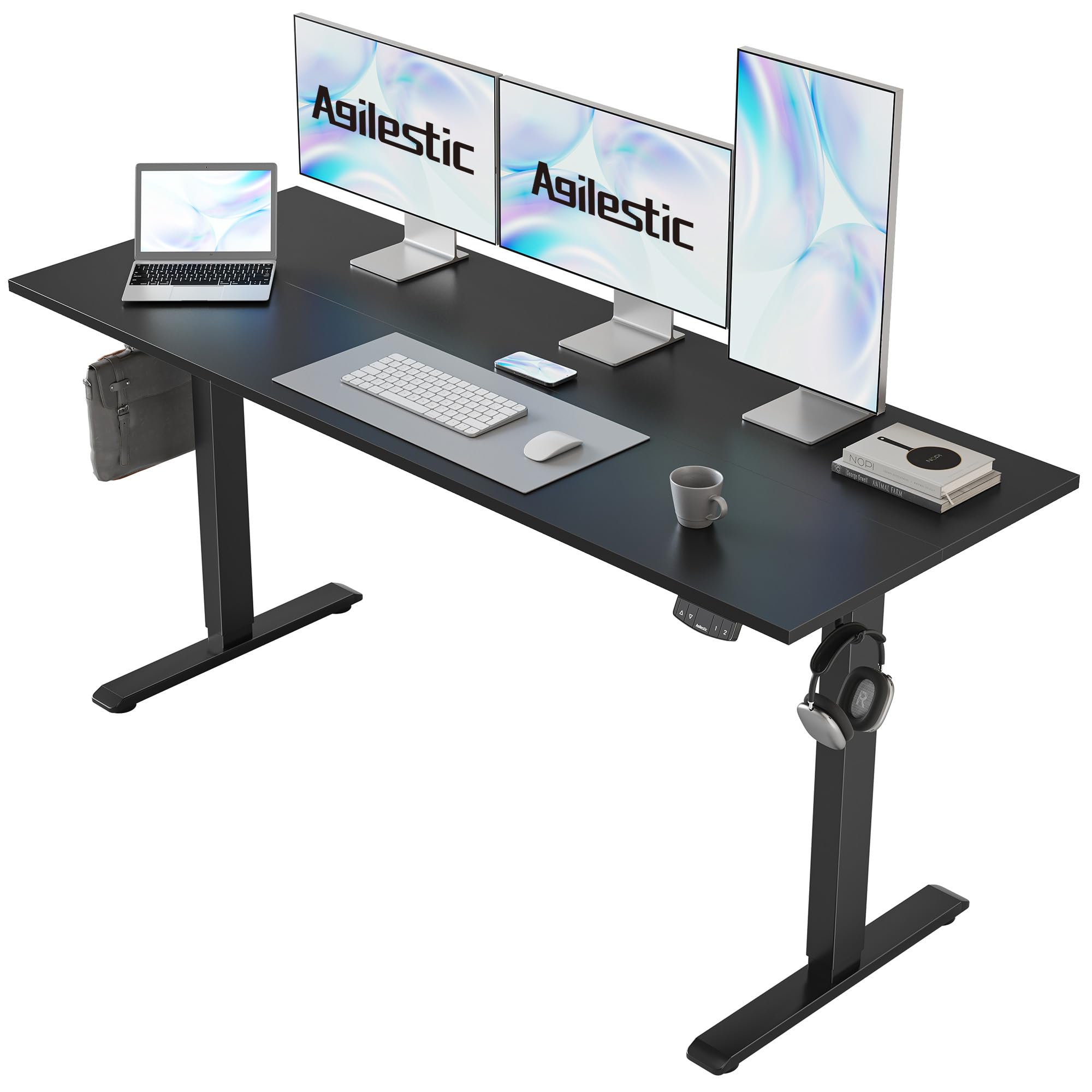 Agilestic Electric Standing Desk, Large 60 x 24 Inches Height Adjustable Desk, Sit Stand up Desk for Work Office Home, Ergonomic