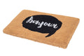 Fab Habitat Extra Thick Doormat - Handwoven, Durable - Natural Coir - Entryway, Front Door, Porch, Patio - Bonjour Callout Black