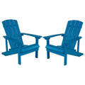 Flash Furniture Charlestown Poly Resin Adirondack Chair - Blue - All Weather - Indoor/Outdoor - Set of 2