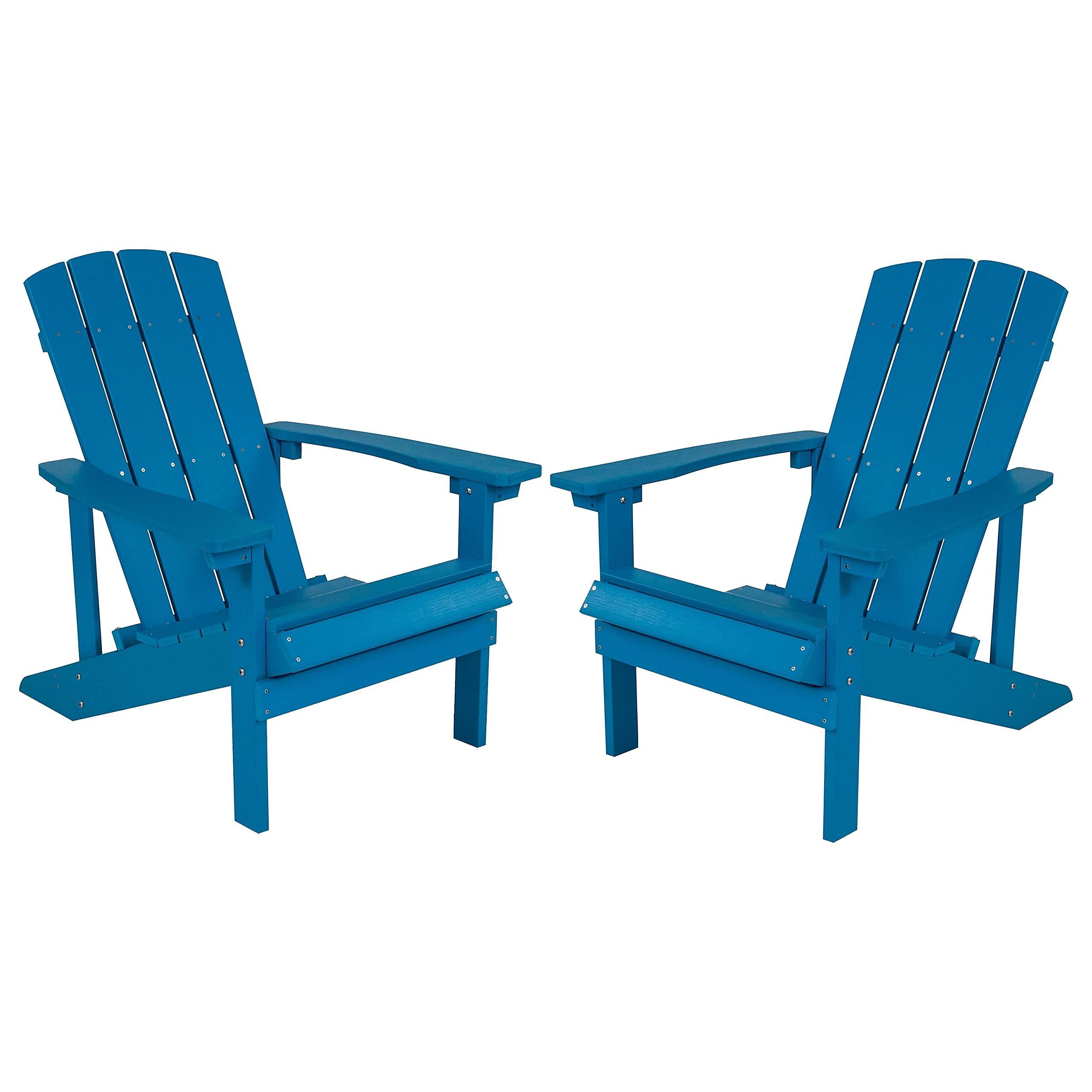 Flash Furniture Charlestown Poly Resin Adirondack Chair - Blue - All Weather - Indoor/Outdoor - Set of 2