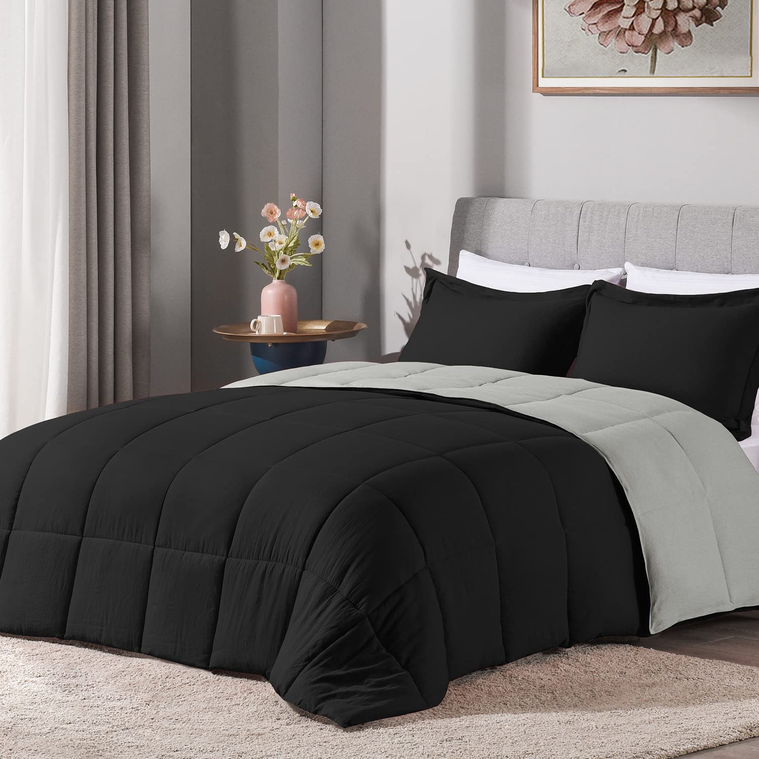 LOVTEX 3PcS King Size comforter Set - Ultra Soft Washed Microfiber comforter Sets for King Size Bed - Reversible Down Alternativ