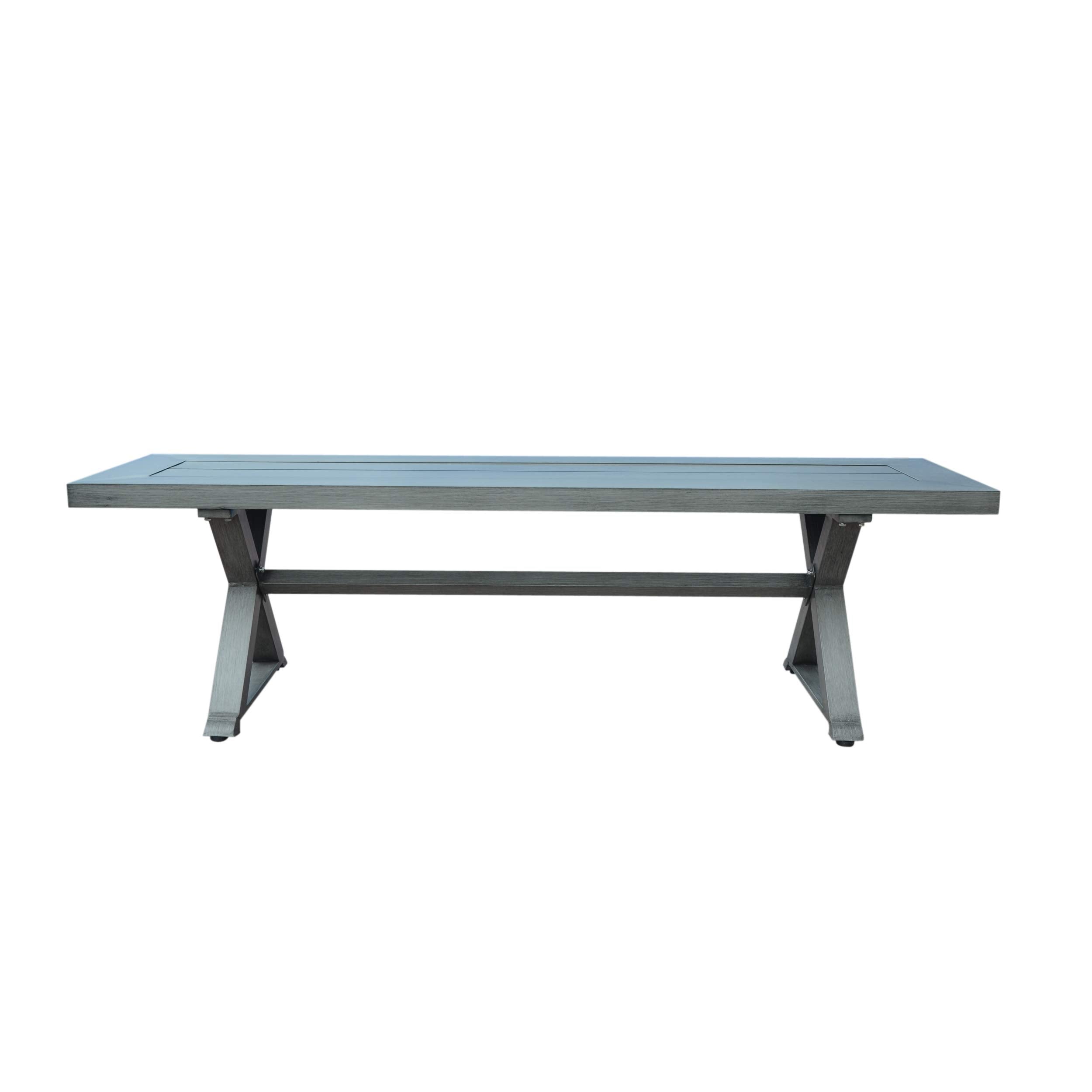 Great Deal Furniture Icey Modern Outdoor Aluminum Dining Bench, Dark Gray
