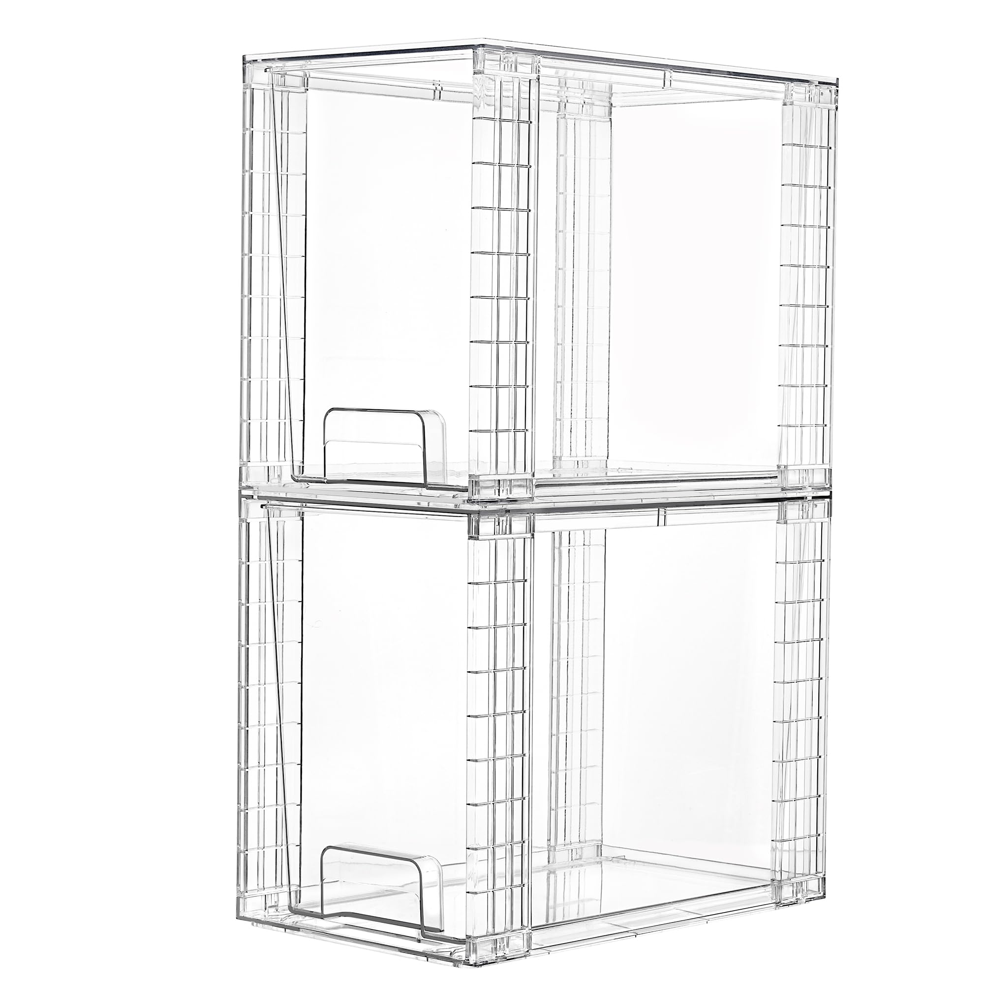 Vtopmart 2 Pack Clear Stackable Storage Drawers,9.7 High Plastic Organizers Bins for Skincare, Bathroom Supplies,Ideal for Cabin