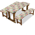 SUQ I OME Picnic Table Cover with Bench Covers Camping Essentials Waterproof Windproof Elastic Fitted Tablecloth with Handbag, F