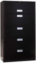 HON Brigade 600 Series Lateral File Cabinet 36 W, 5 Drawers, Black (H685)