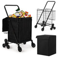GarveeTech Grocery Shopping Cart, Stair Climbing Shopping with Waterproof Basket Liner & 360 Rolling Swivel Wheels, Portable Col