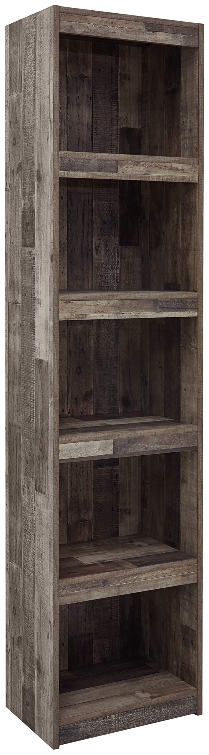Signature Design by Ashley Derekson Rustic Pine Grain Finished Pier with 3 Adjustable Shelves, Multi Dark Gray