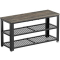 Rolanstar Shoe Bench, 3-Tier Shoe Rack, 40    Storage Entry Bench with Mesh Shelves Wood Seat, Rustic Foyer Bench for Hallway Fr