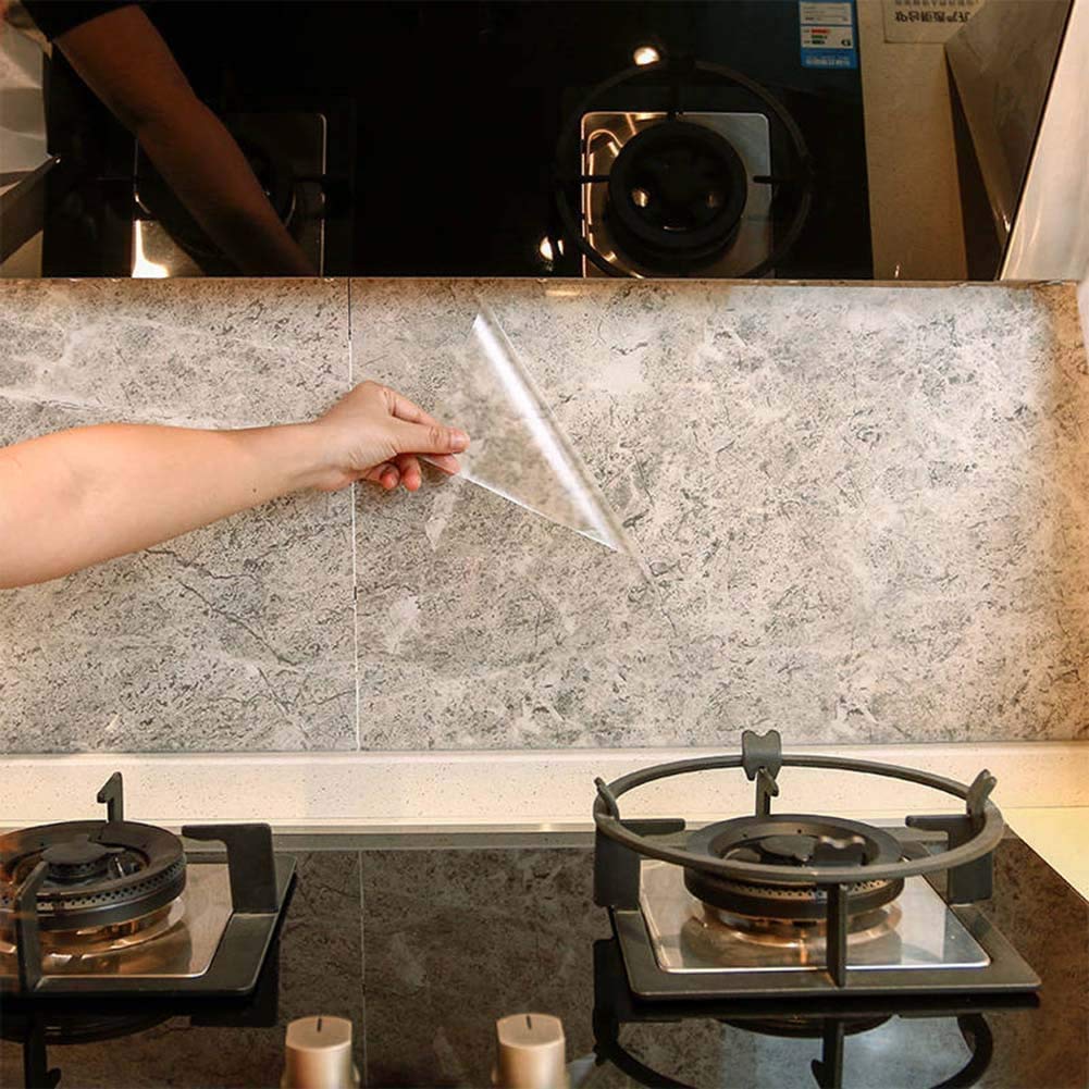 COSNIGHT Kitchen Backsplash Wall Protector Clear Kitchen Oil Proof Contact Paper Self-Adhesive Film Removable Paper for Cabinets
